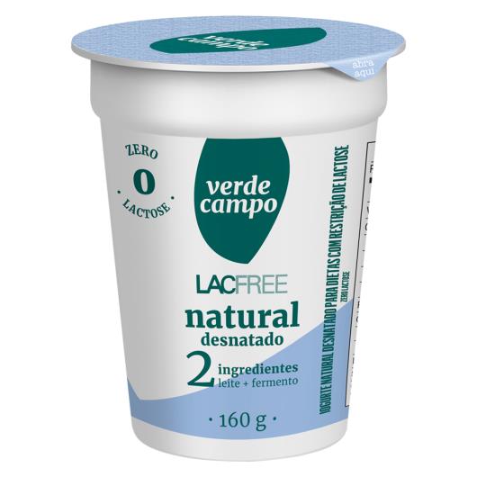 Iogurte Desnatado Natural Zero Lactose Verde Campo Lacfree Copo 160g - Imagem em destaque