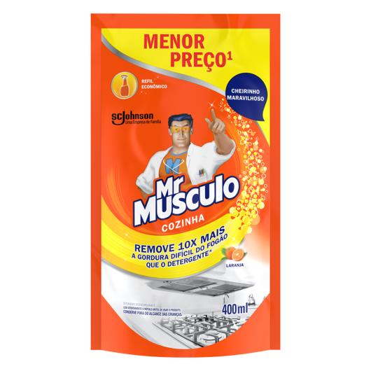 Limpador Desengordurante Cozinha Laranja Mr Músculo Sachê 400ml Refil Econômico - Imagem em destaque