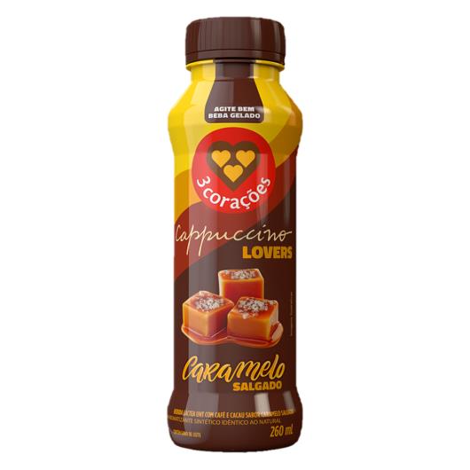 Bebida Láctea UHT Cappuccino Caramelo Salgado 3 Corações Lovers Frasco 260ml - Imagem em destaque