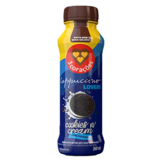 Bebida Láctea Cappuccino Cookies 'n' Cream 3 Corações Lovers Frasco 260ml - Imagem em destaque