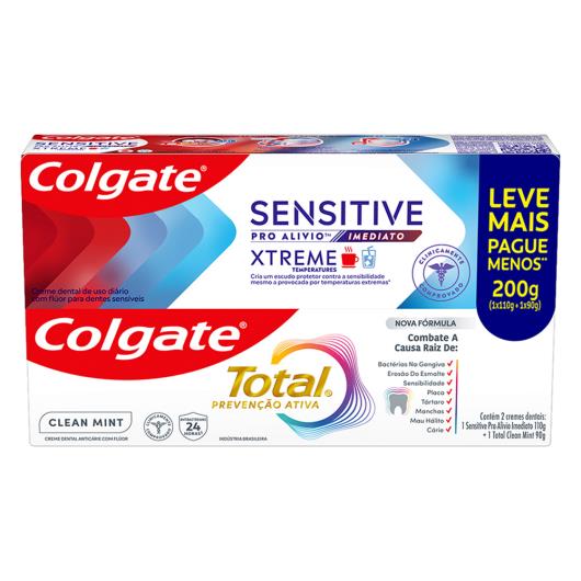 Kit Creme Dental Xtreme Sensitive Pro-Alívio Imediato 110g + Clean Mint Total Prevenção Ativa 90g Colgate Leve Mais Pague Menos - Imagem em destaque