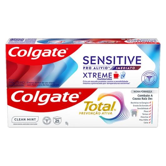 Kit Creme Dental Xtreme Sensitive Pro-Alívio Imediato 110g + Clean Mint Total Prevenção Ativa 90g Colgate Leve Mais Pague Menos - Imagem em destaque