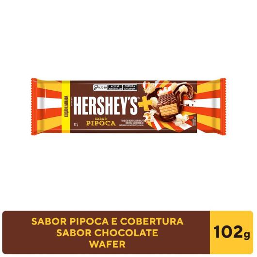 Wafer Recheio Pipoca Cobertura Chocolate Hershey's Mais Pacote 102g - Imagem em destaque