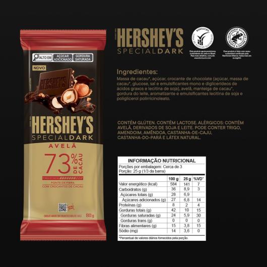 Chocolate Amargo 73% Cacau Avelã Hershey's Special Dark Pacote 80g - Imagem em destaque