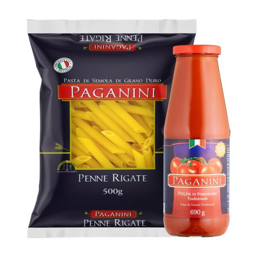 Kit Paganini Saboreie Penne Rigate 500g + Polpa di Pomodoro Paganini Tradicional 690g - Imagem em destaque