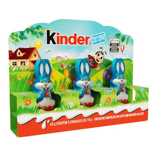 Coelho Kinder Chocolate ao Leite Recheio ao Leite Caixa 45g 3 Unidades - Imagem em destaque