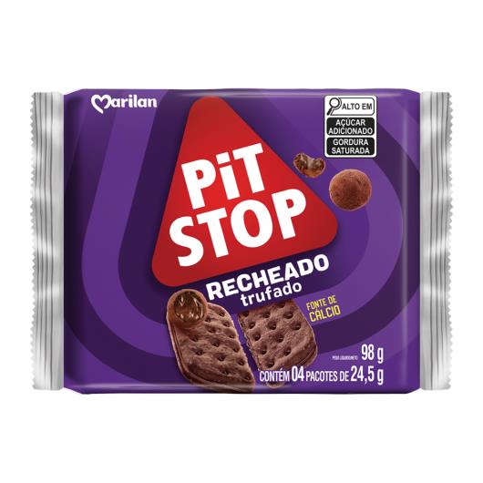 Biscoito Marilan Pit Stop Recheio Chocolate Trufado Pacote 98g 4 Unidades - Imagem em destaque