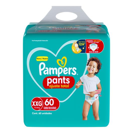 Fralda Descartável Infantil Pants Pampers Ajuste Total XXG Pacote 60 Unidades - Imagem em destaque