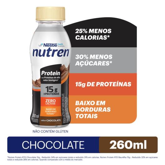 Bebida Láctea Nutren Protein 15g de proteínas Chocolate 260ml - Imagem em destaque