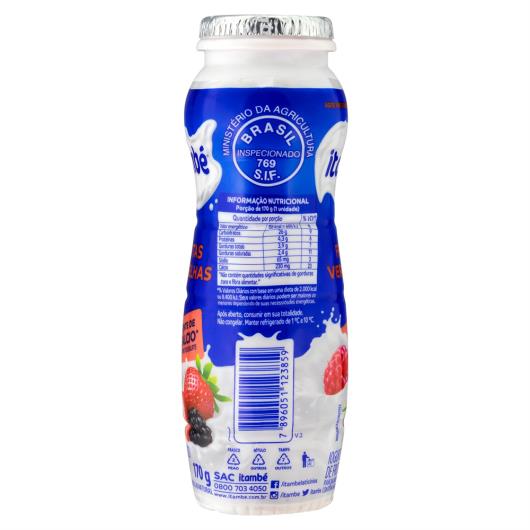 Iogurte Parcialmente Desnatado Frutas Vermelhas Itambé Frasco 170g - Imagem em destaque