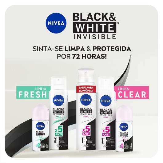 NIVEA Desodorante Antitranspirante Roll On Invisible Black & White Clear 50ml - Imagem em destaque