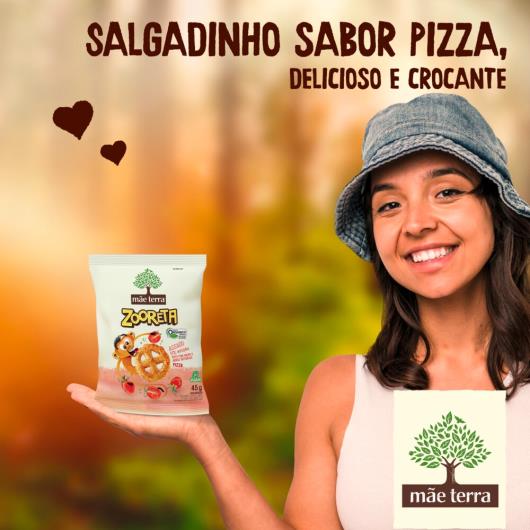 Salgadinho de Milho e Arroz Integral Orgânico Pizza Mãe Terra Zooreta Pacote 45g - Imagem em destaque