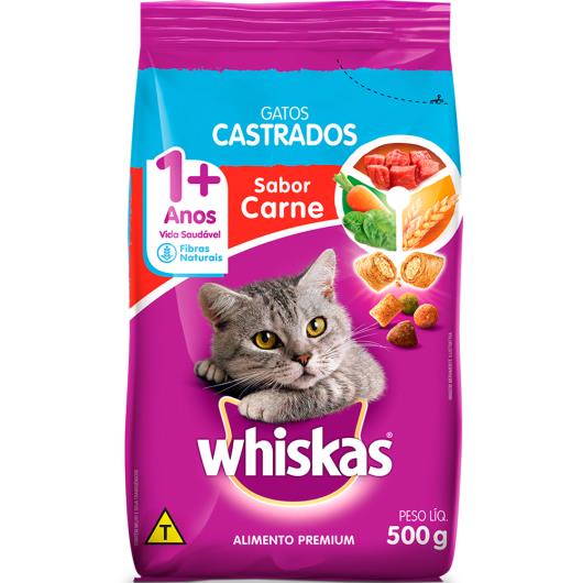 Alimento para gatos castrados Whiskas sabor carne 500g - Imagem em destaque