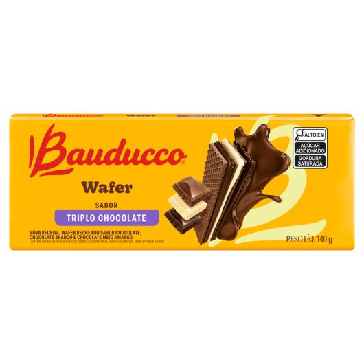 Biscoito Wafer Recheio Triplo Chocolate Bauducco Pacote 140g - Imagem em destaque