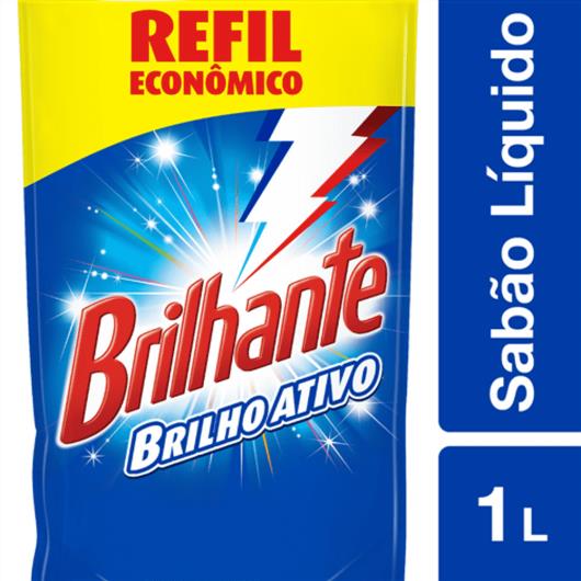 Detergente Líquido Brilhante Brilho Ativo Roupas Brancas e Coloridas Refil 1L - Imagem em destaque