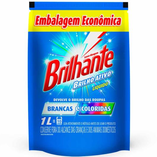 Detergente Líquido Brilhante Brilho Ativo Roupas Brancas e Coloridas Refil 1L - Imagem em destaque