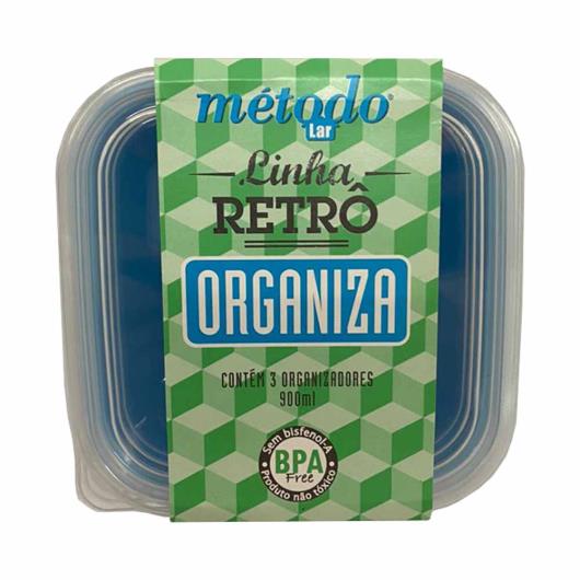 Conjunto Método Lar Pote Organizadores Azul 900ML 3 Unidades - Imagem em destaque