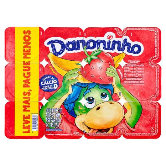 Danoninho Petit Suisse Morango e Banana 480g 12 unidades - Imagem em destaque