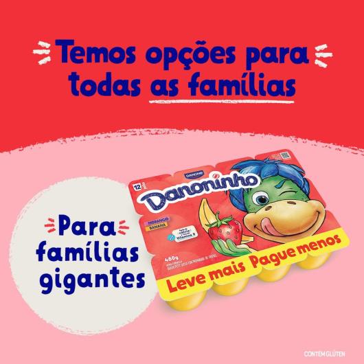 Danoninho Petit Suisse Morango e Banana 480g 12 unidades - Imagem em destaque