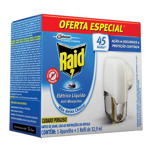 Repelente Elétrico Líquido Raid Anti Mosquitos 1 Aparelho + 1 Refil de 32,9 ml - Imagem em destaque