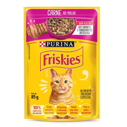 NESTLÉ® PURINA® FRISKIES® Ração Úmida para Gatos Adultos Carne ao molho 85g - Imagem em destaque