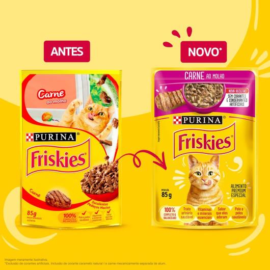 NESTLÉ® PURINA® FRISKIES® Ração Úmida para Gatos Adultos Carne ao molho 85g - Imagem em destaque