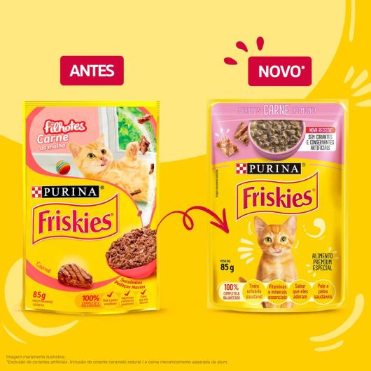 Ração Úmida Gatos Filhotes FRISKIES Carne 85g - Imagem em destaque