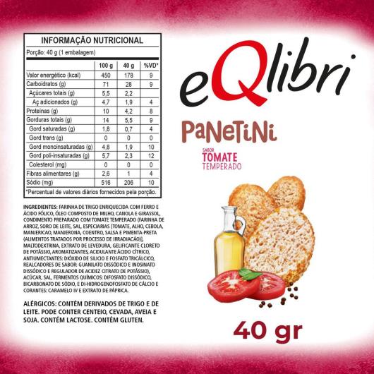 Snack Tomate Temperado Eqlibri Panetini Pacote 40G - Imagem em destaque