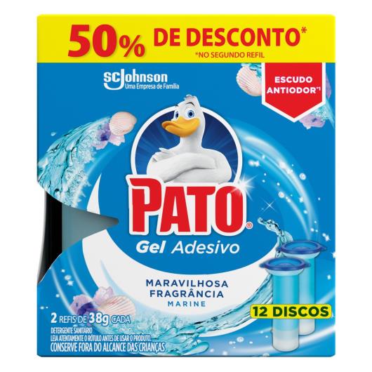 Desodorizador Sanitário Pato Gel Adesivo 2 Refis Marine 12 discos - Imagem em destaque