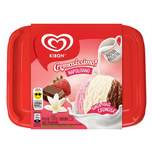 SORVETE KIBON CREMOSÍSSIMO NAPOLITANO 1,5L - Imagem em destaque