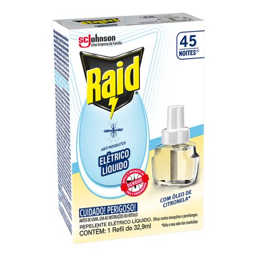 Repelente Líquido Elétrico 45 Noites Óleo de Citronela Raid Caixa 32,9ml Refil - Imagem em destaque