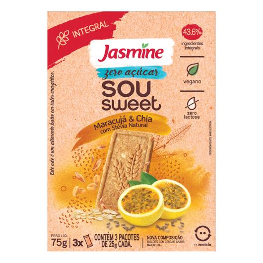 Biscoito Maracujá & Chia Zero Açúcar Jasmine Sou Sweet 75g - Imagem em destaque