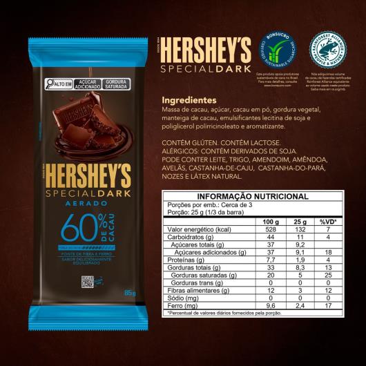 Chocolate Hershey's Special Dark Aerado 85g - Imagem em destaque