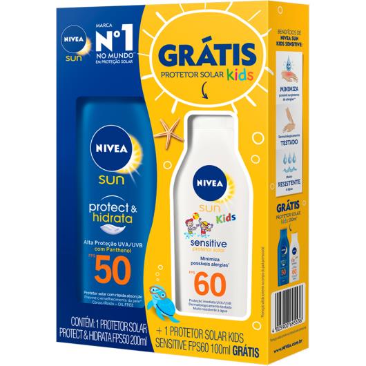 Protetor solar Nivea Sun FPS50 grátis protetor solar kids FPS60 - Imagem em destaque