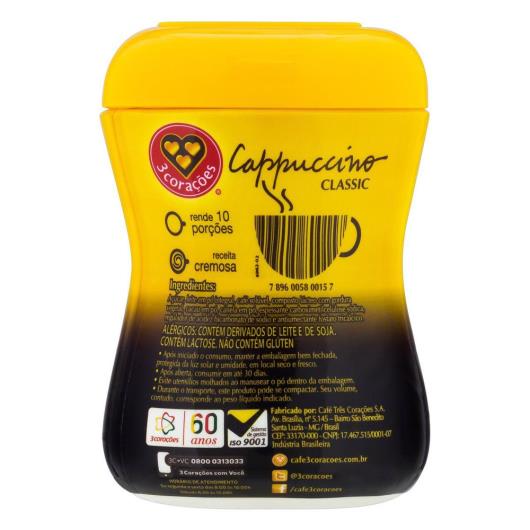 Cappuccino 3 Corações Classic Solúvel Pote 200G - Imagem em destaque