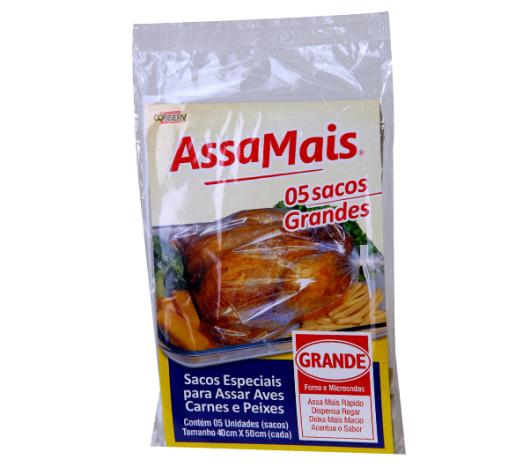 Sacos Especiais para assar Aves, Carnes e Peixes Assa Mais G c/ 5 unids - Imagem em destaque