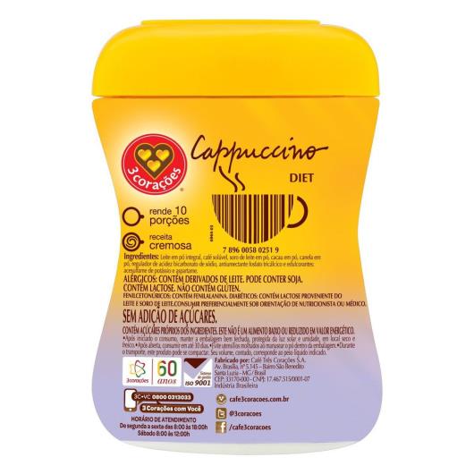 Cappuccino 3 Corações Diet Solúvel Pote 150G - Imagem em destaque