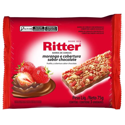 Barra de Cereal Morango com Cobertura de Chocolate Ritter 75g - Imagem em destaque