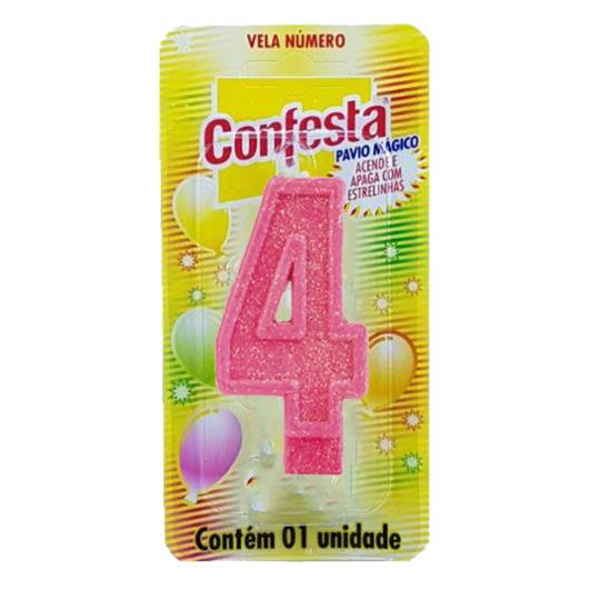 Vela Confesta Numero 4 Rosa - Imagem em destaque