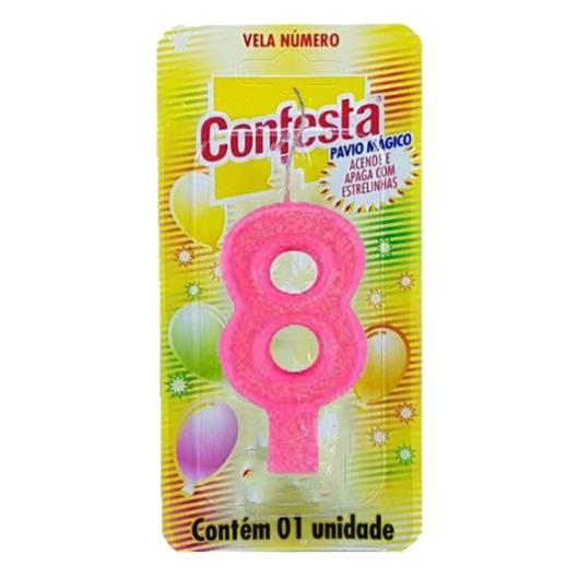 Vela Confesta Numero 8 Rosa - Imagem em destaque