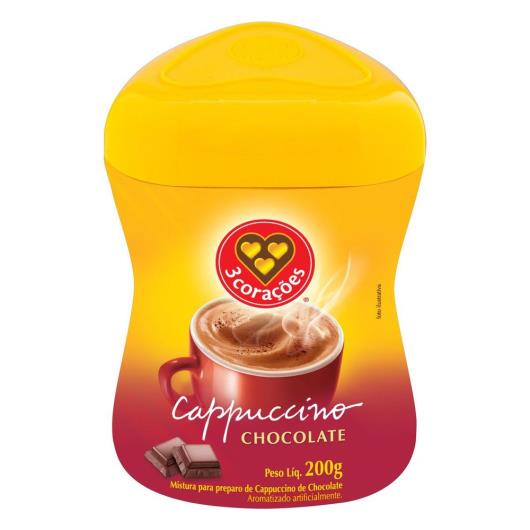 Cappuccino Chocolate 3 Corações Pote 200g - Imagem em destaque