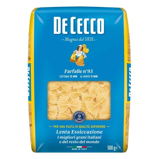 Macarrão Italiano DE CECCO Farfalle nº93 Pacote 500g - Imagem em destaque