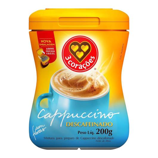 Cappuccino 3 Corações Descafeinado Solúvel Pote 200G - Imagem em destaque