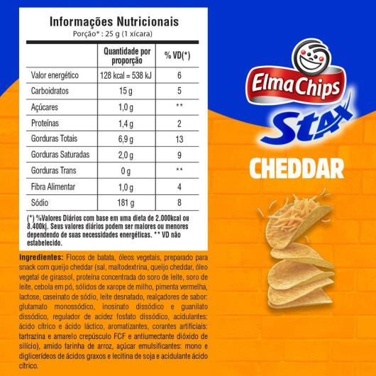 Snack de Batata Cheddar Elma Chips Stax 156g - Imagem em destaque