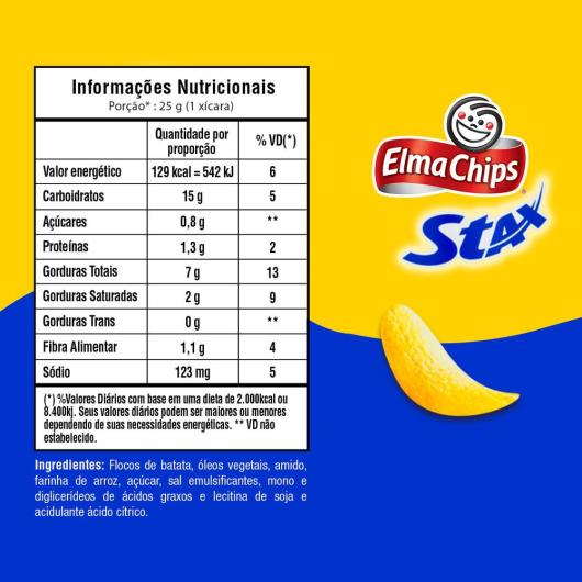 Snack De Batata Original Elma Chips Stax Pote 163G - Imagem em destaque